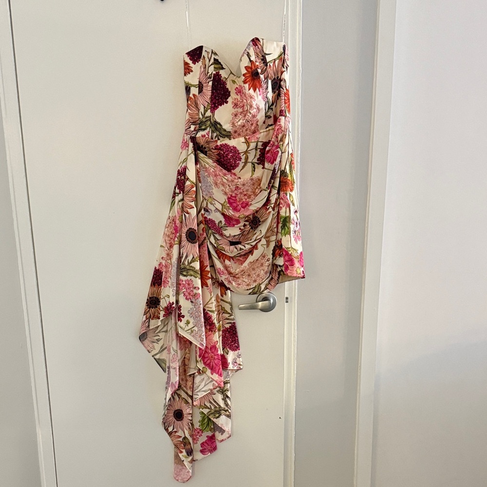 Katie May Elegant Floral Strapless Dress Size Large NWT